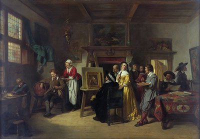 Rembrandt visiting the studio of Gabriel Metsu by Herman Frederick Carel Ten Kate